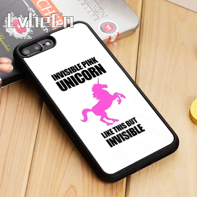 LvheCn Невидимый Розовый Единорог Прочный чехол для телефона iPhone 5 6s 7 8 plus 11 12 Pro X XR XS