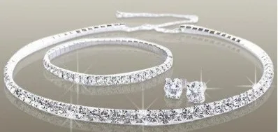 wholesale 1 single row circle Austrian CRYSTAL pendant silver plated chain necklace earrings bracelet Jewelry Set fashion | Украшения и