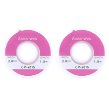 2 шт. 1,5 м х 2,0 мм медный фитиль для удаления припоя, оплетка для удаления припоя, присоска, флюс, фитиль, кабель