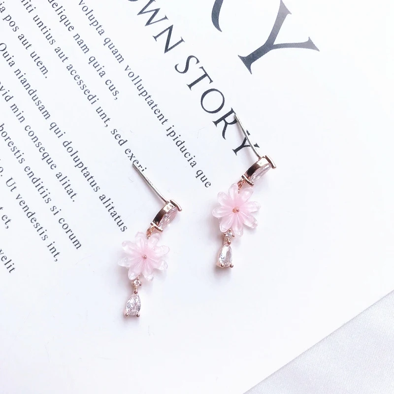 Korean Zircon Flower Earrings Summer Fresh Brinco Elegant Shiny Crystal Earrings Jewelry Party Gifts (1)