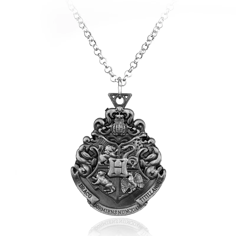 Знак школы Хогвартс ожерелье Гриффиндор Слизерин Ravenclaw значок с эмблемой пуффендуй булавка Макси массивное ожерелье фанатов сувенир подарки - Окраска металла: silver