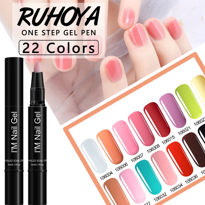 Ruhoya No Need Top Base 3 в 1 UV Ge LPrimer лак удобный блеск Полировочный Карандаш Один шаг гель для ногтей гель УФ NailGel Pen