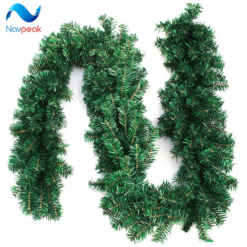 

10pcs/lot 2.7m (9ft) Artificial Green Wreaths Christmas Garland Fireplace Wreath for Xmas New Year Tree Home Party Decoration
