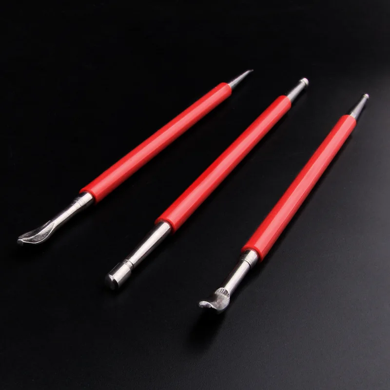 SCULPTING TOOL SET: 3 STAINLESS STEEL WITH DOUBLE HEAD