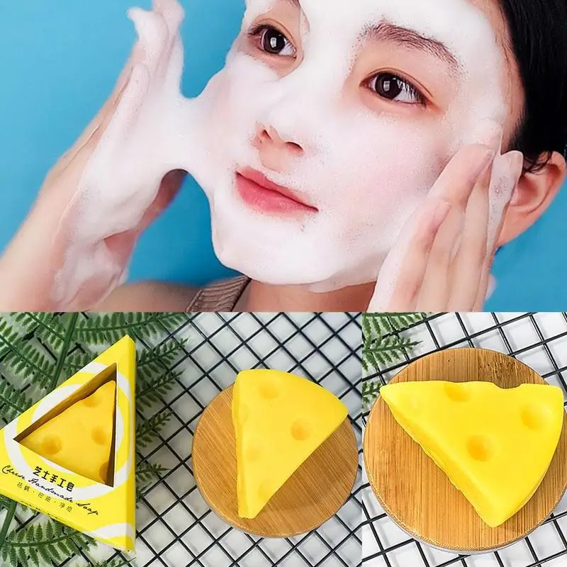 

Mini Remove Acne Cheese Facial Soap With Foaming Net Skin Cleansingsoap Cheese Milk Soap Bath Wash Face Soap Refreshing Handsoap