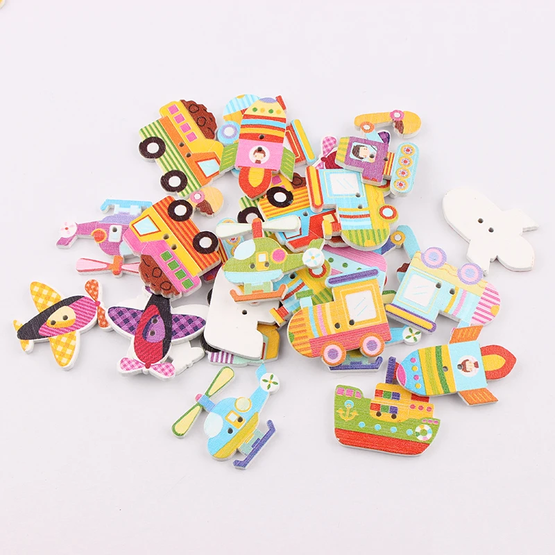 

Wholesale 25pcs Mixed Style Transport Wooden Buttons For Handmade Craft Fit Sewing And Scrapbooking Accessories 2 Holes