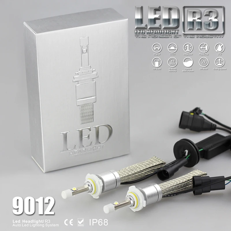 Комплект автомобильных светодиодных фар R3 9600lm 2 шт. H1 H3 H4 H7 H9 H11 9004 H13 9005 HB3 9006 HB4 9012
