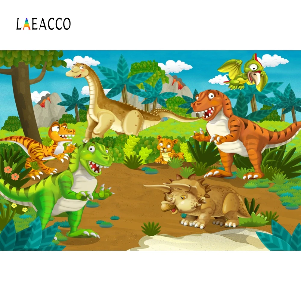 Laeacco Kartun Dinosaurus Jurassic Pesta Anak Bayi Fotografi Latar Belakang Menyesuaikan Vinyl Fotografi Latar Belakang Untuk Foto Studio Background Aliexpress