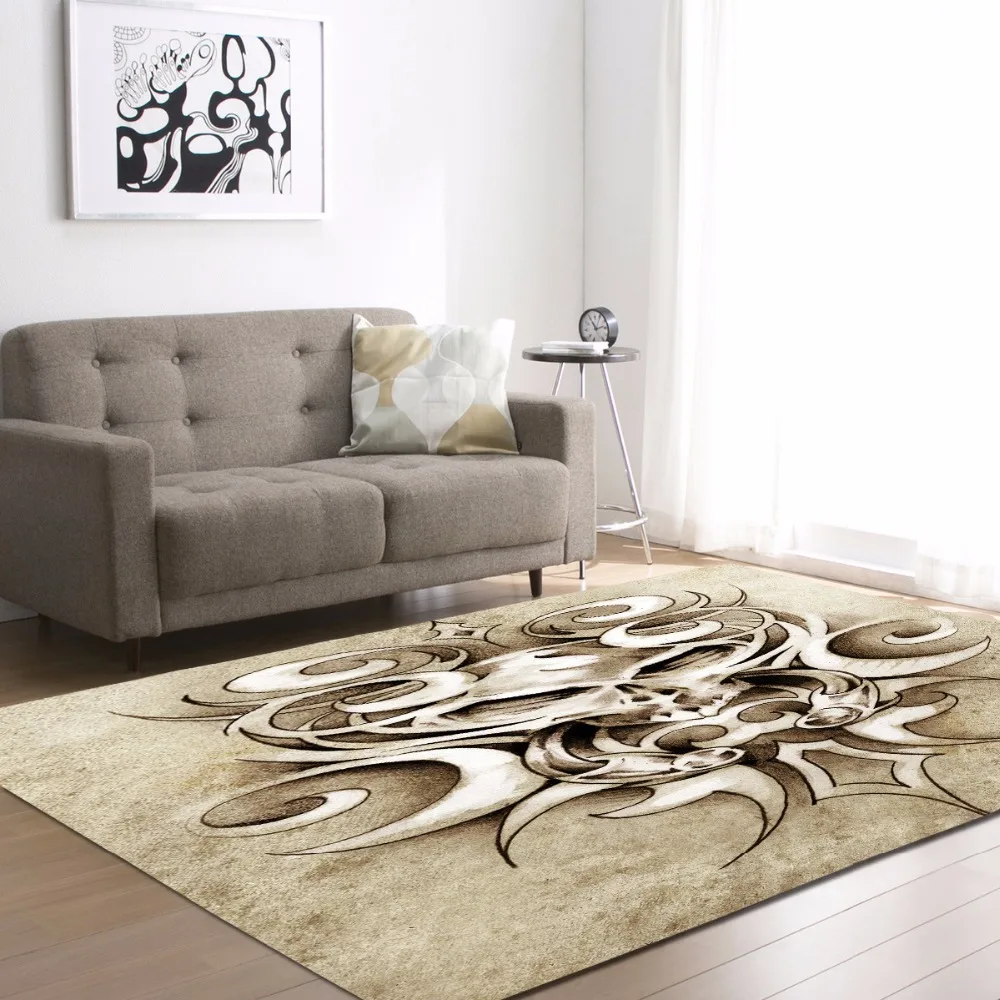 Fashion Skull Print Carpet for Living Room Bedroom Soft Carpets Bathroom Floor Door mat Home Decor Carpet large Area Rug