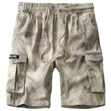 Летние карго M~ 4XL шорты милитари хлопок камуфляж прямые мужские шорты пляжные эластичные талии мужские повседневные шорты