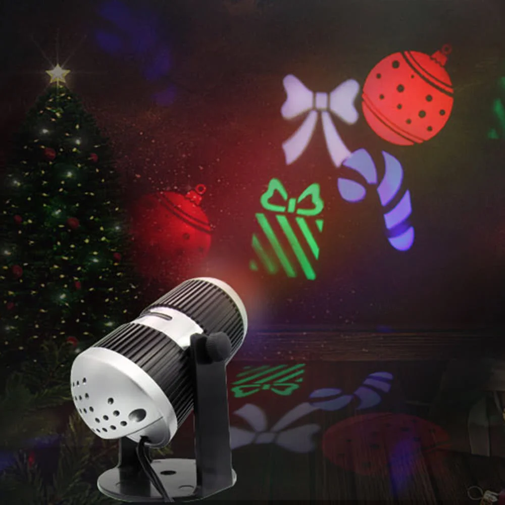 

4W 360 degree Adjustable Dynamic Moving Snowflake Film Projector Light Pattern Decoration Lamp Spotlight Xmas Party 4 Pcs Slides