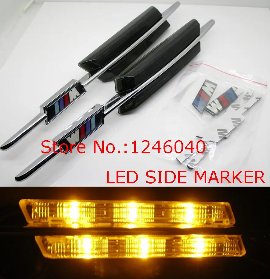 2PCS Smoked lens Amber led Fender Side Marker turn signal Light for BMW