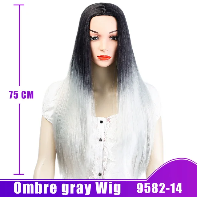 WTB термостойкий синтетический парик с Омбре розовые парики прямые длинные парики для женщин средней части парики темные корни - Цвет: 14
