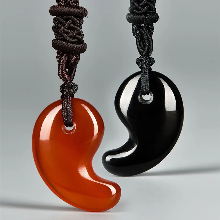 TOSSPER Crystal Jade Pendant Lover Magatama Pendant Ornament Tai Yin