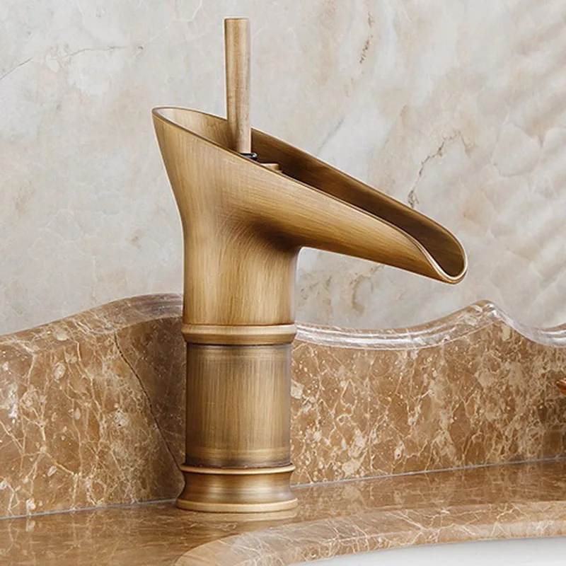 

Bathroom Faucet Taps Contemporary Modern Open Spout Water Tap Bathroom Vessel Sink Faucet In Antique Brass Wholesale Faucet