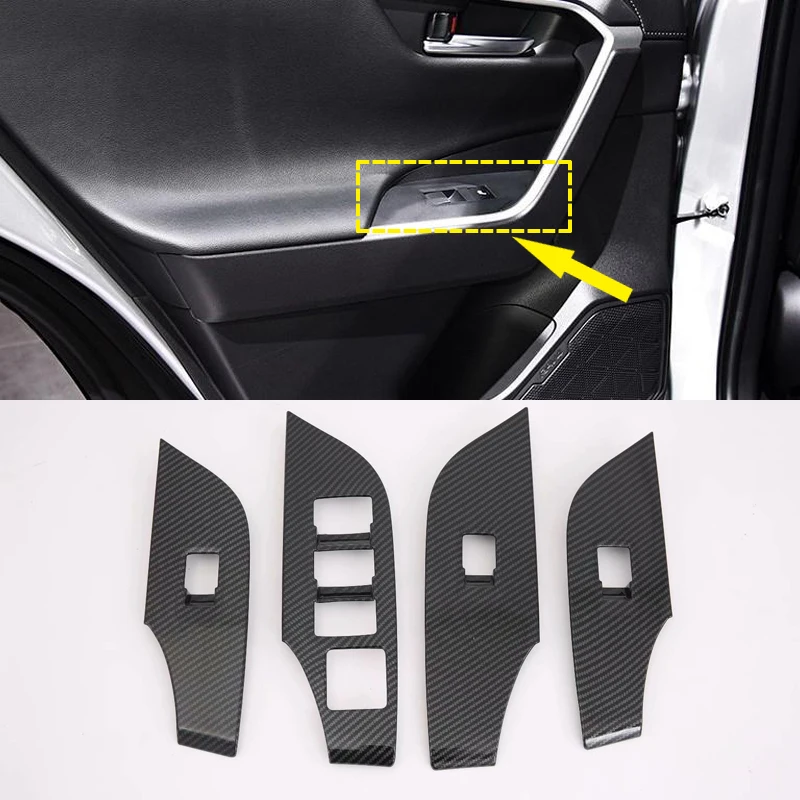 Левый handDrive для Toyota RAV4 XA50 2019 ABS углеродного волокна черный салон дверь подлоктоник