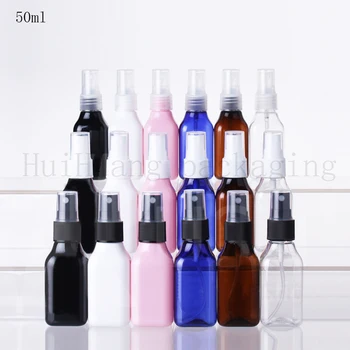 

100pcs 50ml mist sprayer pump plastic container 50cc fine mist spray perfume bottle brown square empty cosmetic bottles