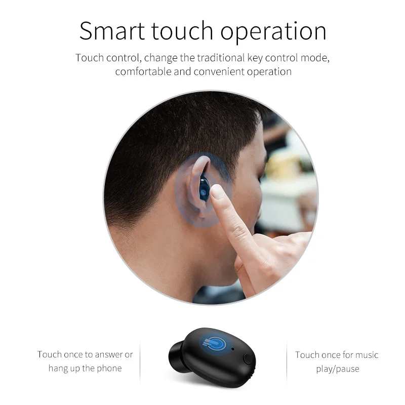 HOCO Invisible Touch Control Mini earpiece Bluetooth In-ear Earphone Wireless Headset Earbuds Handsfree MIC for Xiaomi iPhone