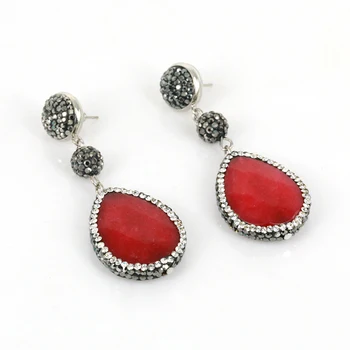 

Bohemian Natural Stone Multi Color Full Drill Hanging Long Dangle Earrings For Women Statement Earrings Vintage Dangle Earrings