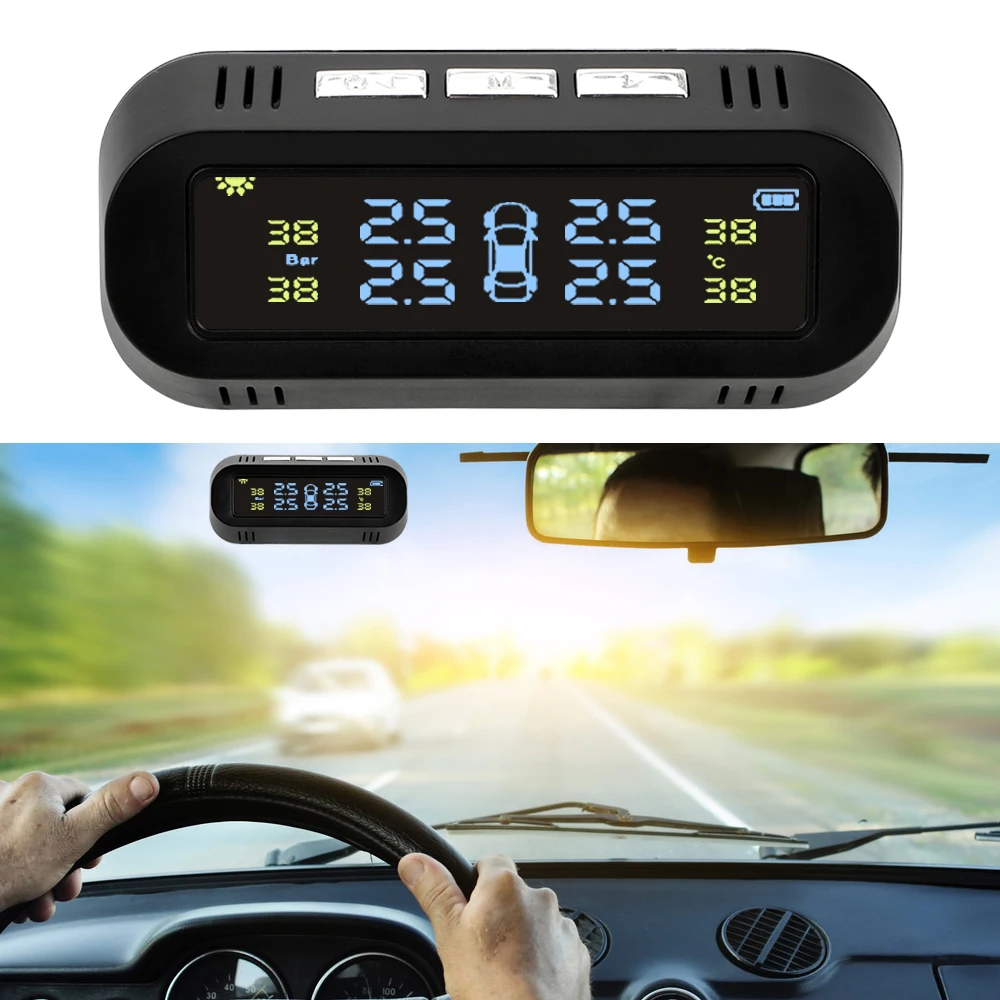 

Solar TPMS Temperature Warning Car Tire Pressure Alarm Monitor System Intelligent Digital Display With 4 Sensors Auto Security
