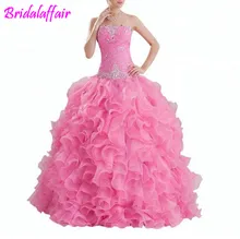 Pesado Beading vestido Rosa Vestido de Baile Quinceanera vestidos de 15 años debutante vestidos de 15 anos vestido de baile quinceanera