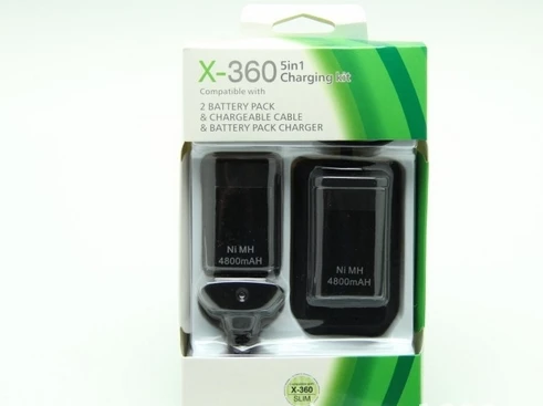 С оригинальной коробкой 2 аккумулятора + 1 зарядное устройство Usb кабель для Xbox 360