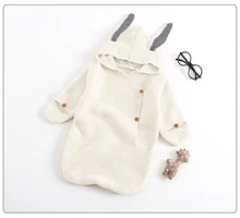 Buy Newborn Baby Swaddle Envelope Cute Cartoon Rabbit Knit Infant Sleeping Bags With Sleeve Spring Outdoor Toddler Sleep Sacks 0-12M Free Shipping