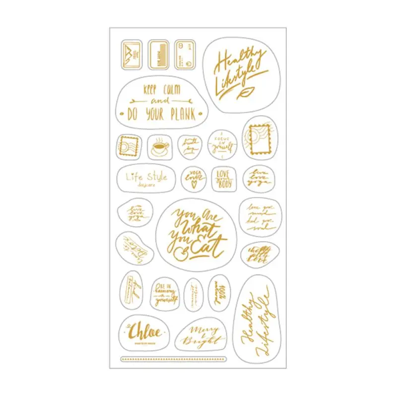 

1 Sheet Gold Letters Stickers Healthy Lifestyle Diary Decorative Stationery Scrapbooking DIY Album Washi Stick Lable