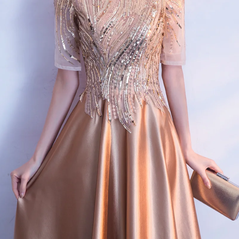 Beauty Emily Sequined Lace Formal Evening Dresses 2019 long A-Line Evening Party Dresses Floor-Length Prom Dress Elegant