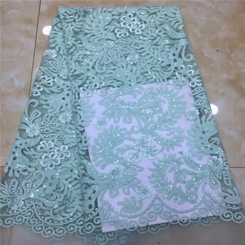 

VILLIEA French Nigerian Laces Fabric High Quality Tulle African Laces Fabric Wedding African French Tulle Lace Lemon Green