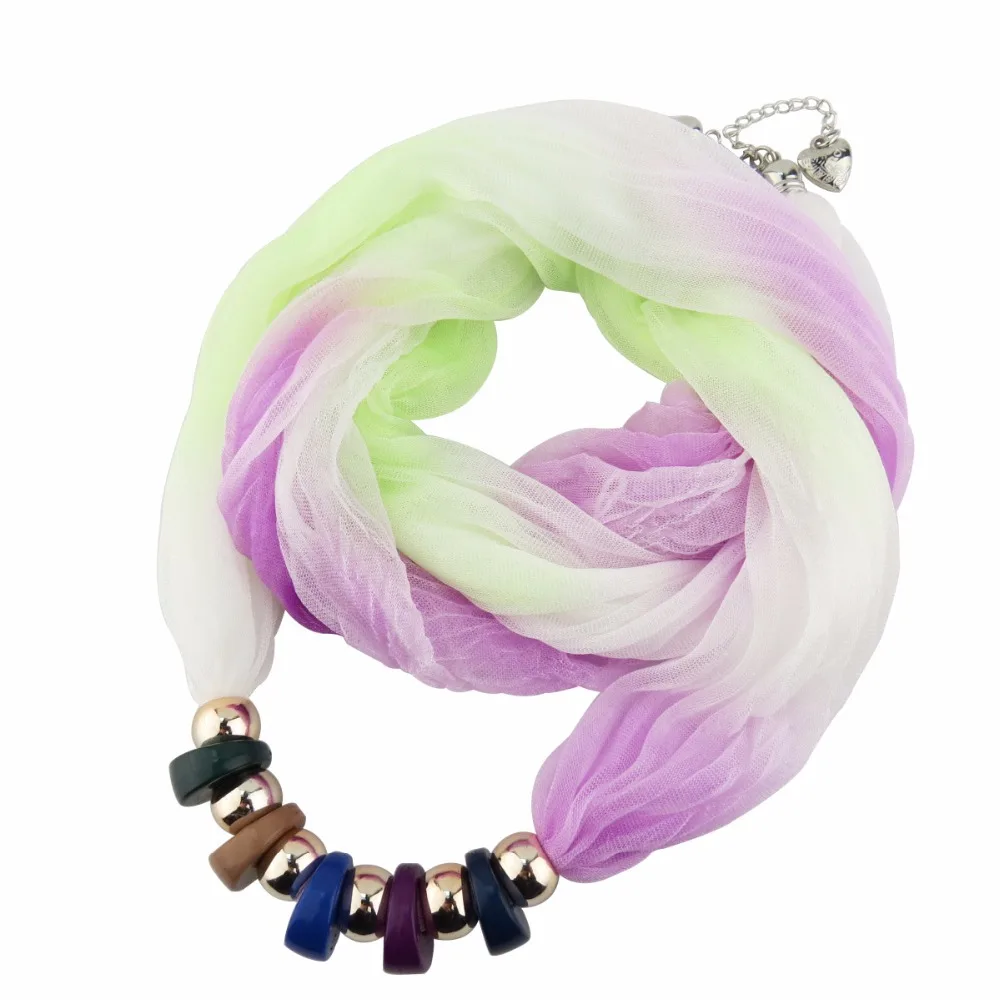 

Ethnic Polyester Acrylic Collar Necklace pendant Scarf Beads beautiful Jewelry Women Lady decorate Gradient color Silk Scarves