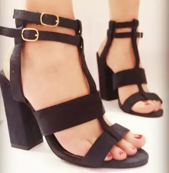 

Summer Women Sandals Square Heel Female High Heels Woman Sandals Strap Heels