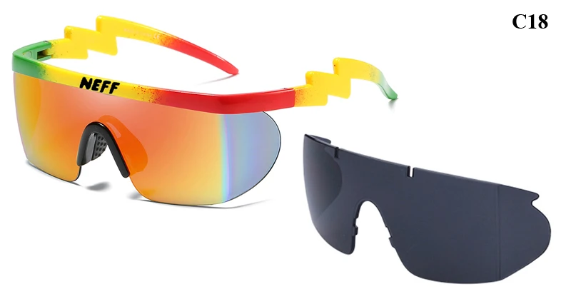 Новые модные брендовые солнцезащитные очки Neff для мужчин/женщин Oculos De Sol Винтажные Солнцезащитные очки с покрытием для вождения 2 объектива Gafas Feminino - Цвет линз: C18
