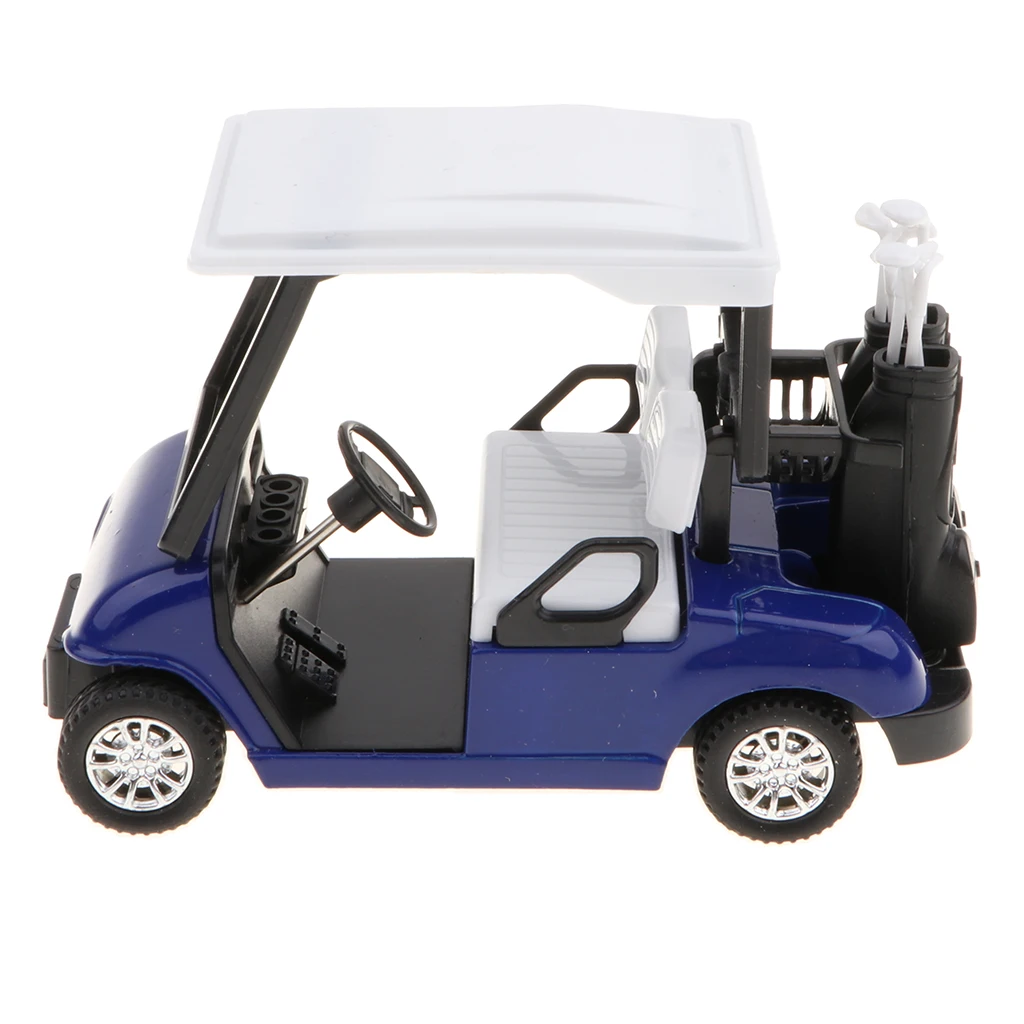 1:20 Scale Mini Alloy Pull Back Golf Cart with Clubs Diecast Model Toy Collectibles Birthday Gift –Blue