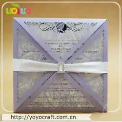 Приятно лаванды Pearlscent бумаги романтическая роза Свадебное приглашение с только карты Свадебный декор