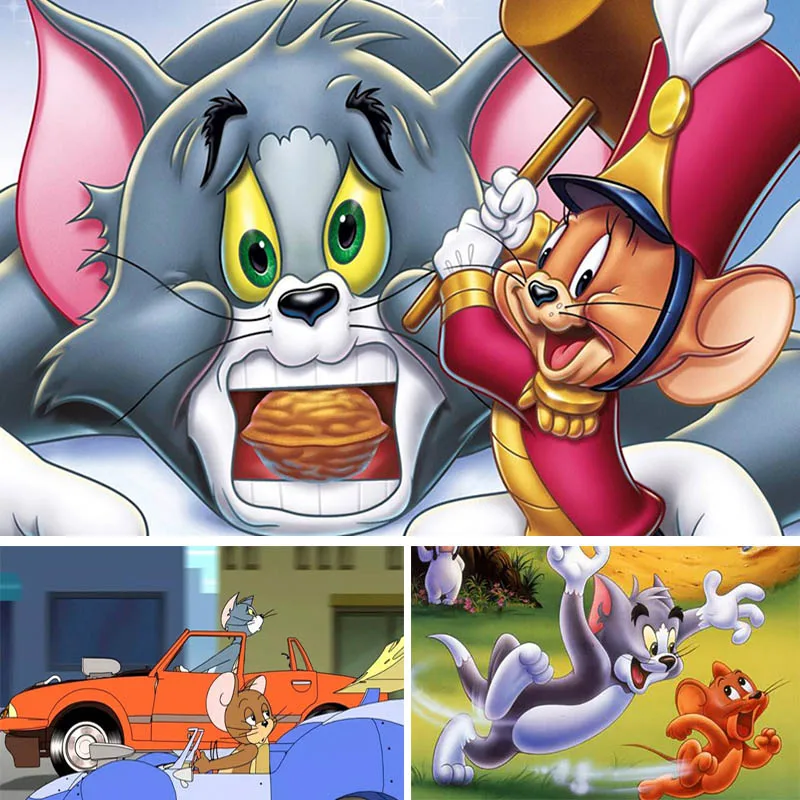 

Cartoon Anime Diamond Painting Tom And Jerry full Square 5d Diy Diamant Painting Car Diamond Embroidery Run Home Decor Gift X17