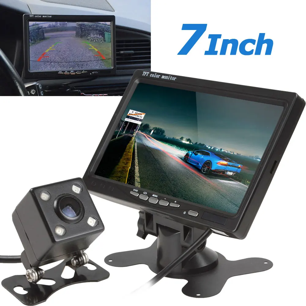 

Univeral 7 Inch Color TFT LCD Car Rear View Headrest Monitor Parking + Night Vision Car Rearview Reverse Camera 170 Wide Angle