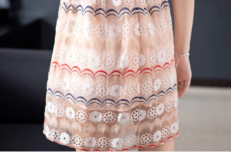Женское платье с короткими рукавами SMTHMA, кружевное платье с вышивкой, розовое платье в стиле бохо с бисером, лето