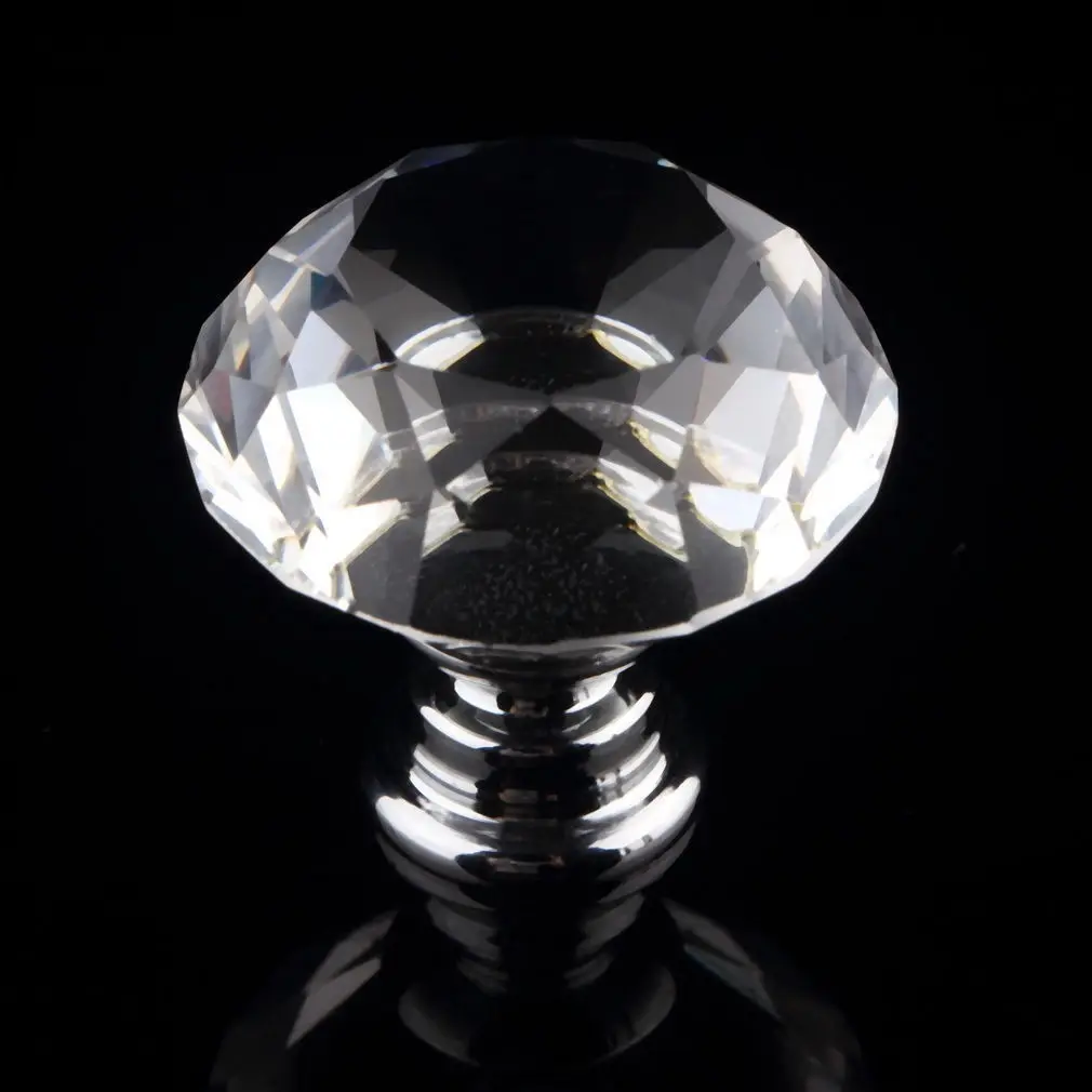 

30mm Crystal Drawers Plastic Knobs Cabinets Knob Diamond Pull Handles Handle Door Pull Diy Durable Shape Cabinet Drawer