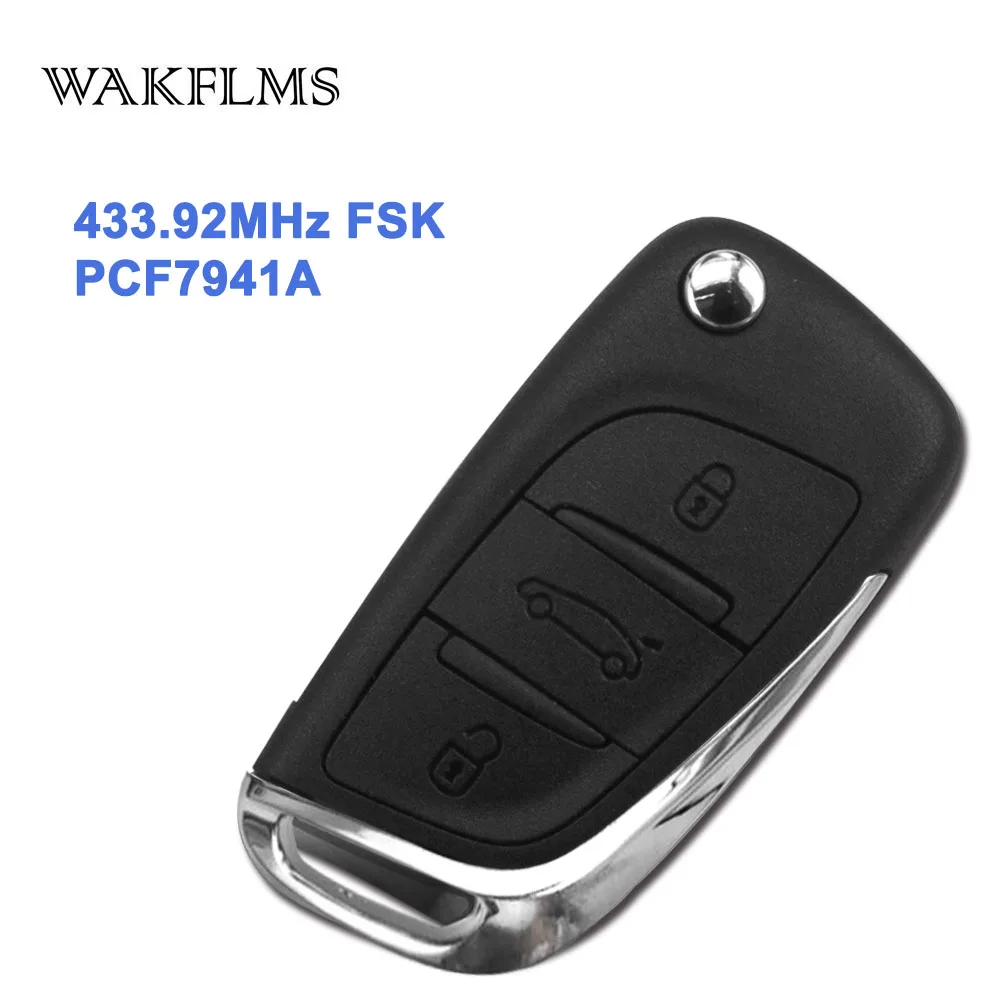 WAKFLMS 3 Buttons OEM 433.92MHz PCF7941A Chip Car Key Accessories Complete Vehicle Key Remote Flip Key For Citroen Locksmith (1)