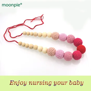 

Red Pink Gradient Nursing Necklace - Wood Jewelry for Mom NW1976