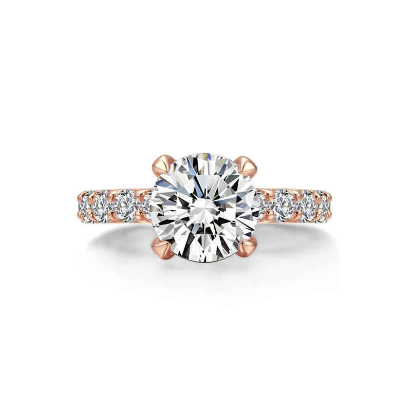 AINOUSHI, 925 пробы, серебряные кольца для женщин, bague femme argent, Обручальные, свадебные, 3 карата, розовое золото, цвет, серебряные ювелирные кольца