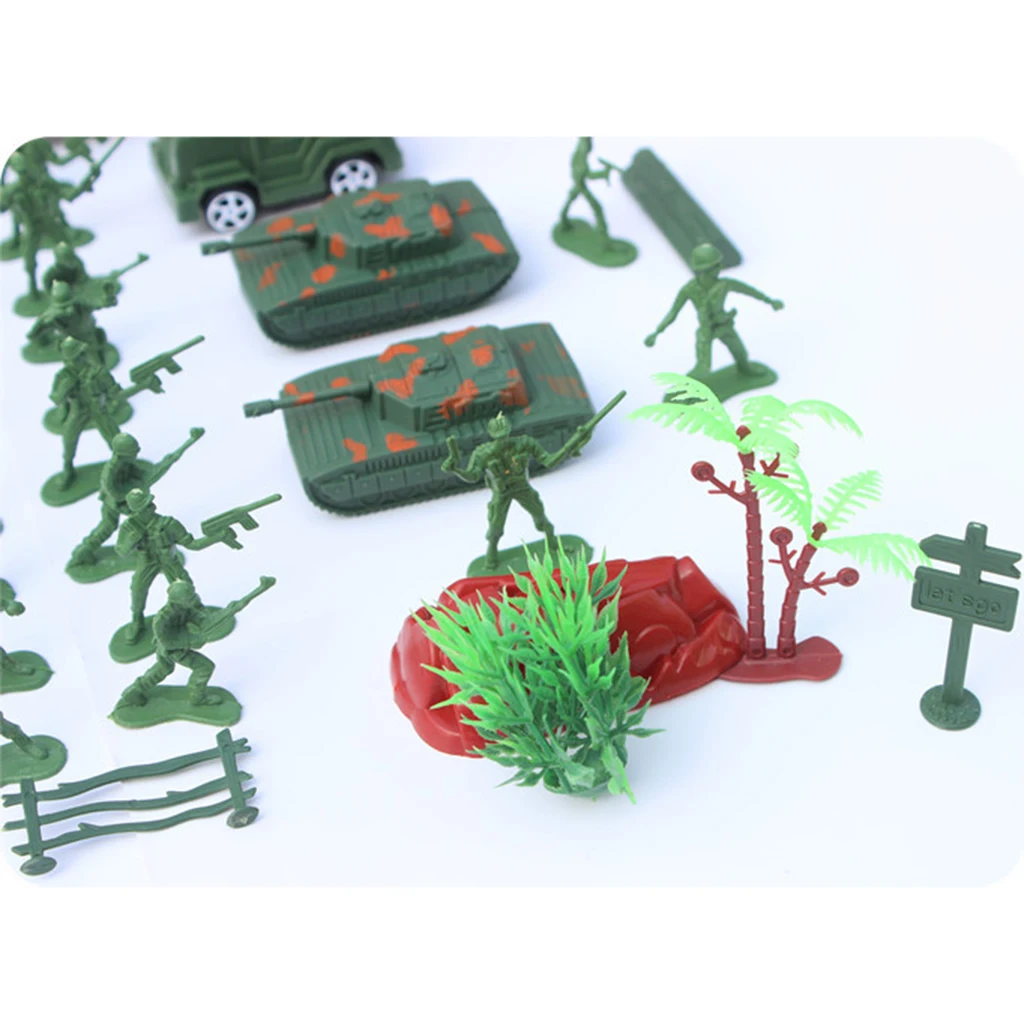 52Pcs Plastic Soldier 4cm Army Figures Play Set for Army Sand Scene Model Landscape Children Kids Toys Home Decoration