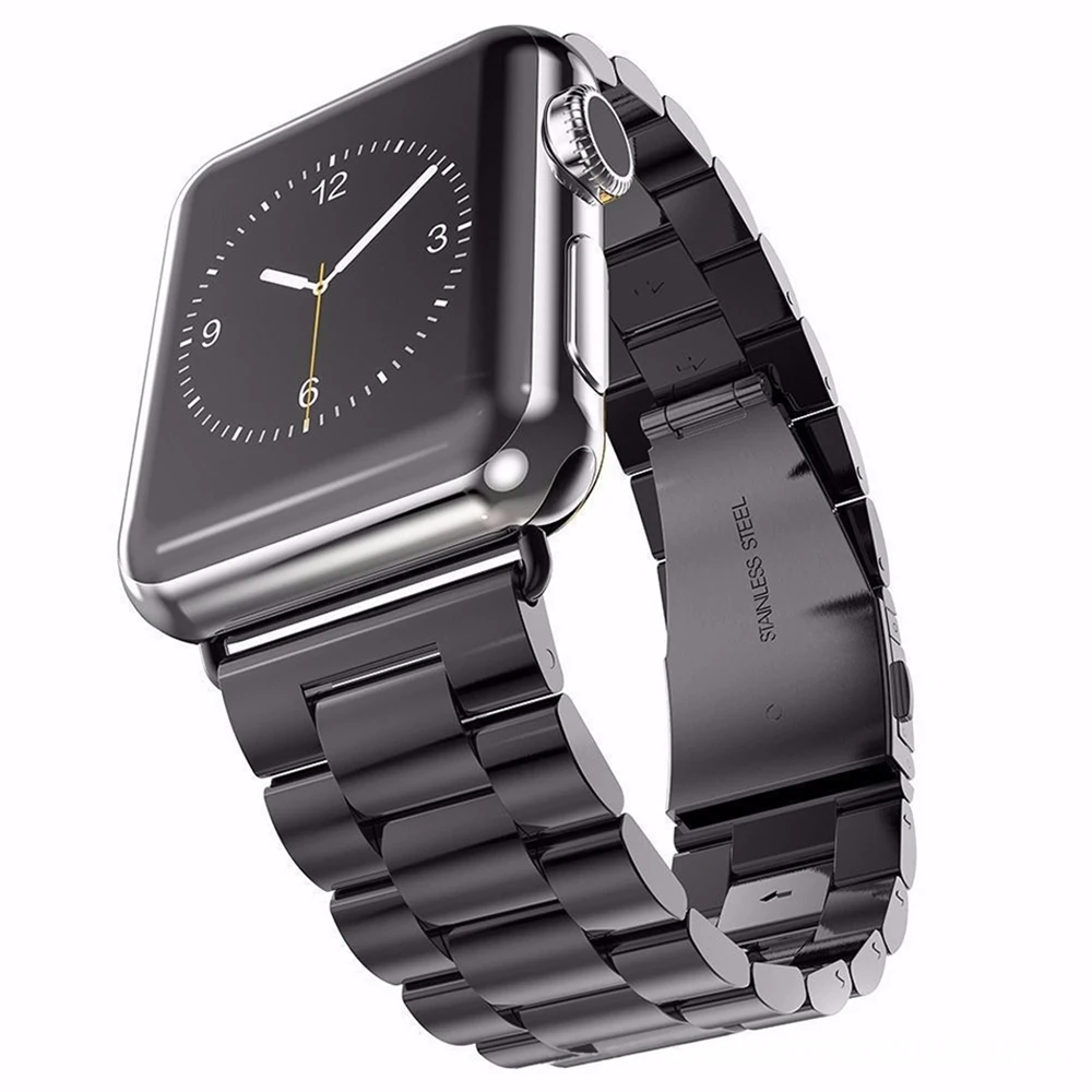 ALANGDUO Нержавеющая сталь ремешок для наручных часов Apple Watch версии 4/3/2/1 Замена