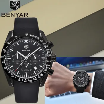 

BENYAR Quartz Luxury Waterproof Silicone Strap reloj hombre Business Fashion Brand Sport Military Chronograph relogio masculino