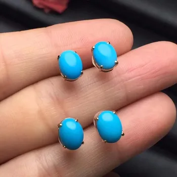 

Fine Jewelry Collection Real 18K Rose Gold 100% Natural Turquoise Tourmaline Gemstone Myanmer Origin Drop Earrings for Women