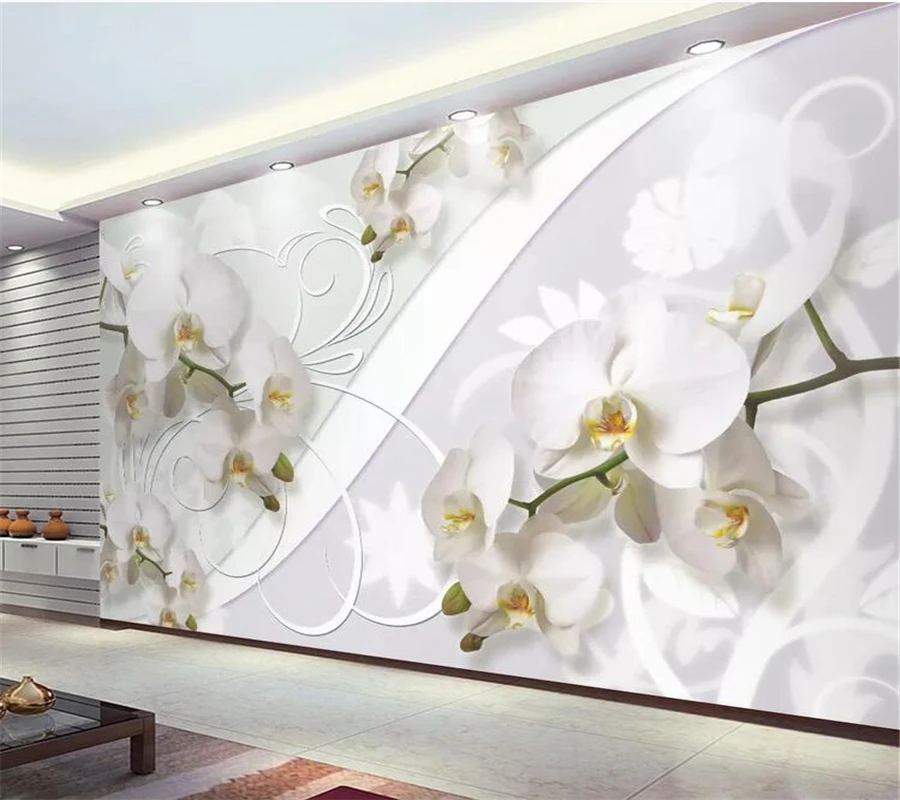 wellyu Custom wallpaper papel de parede Beautiful European style orchid pattern TV background wall behang papel tapiz