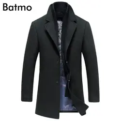Batmo 2017 новое поступление Зима Высокое качество шерсти толстый Однобортный серый плащ мужчин, зимняя куртка мужчин, 8717