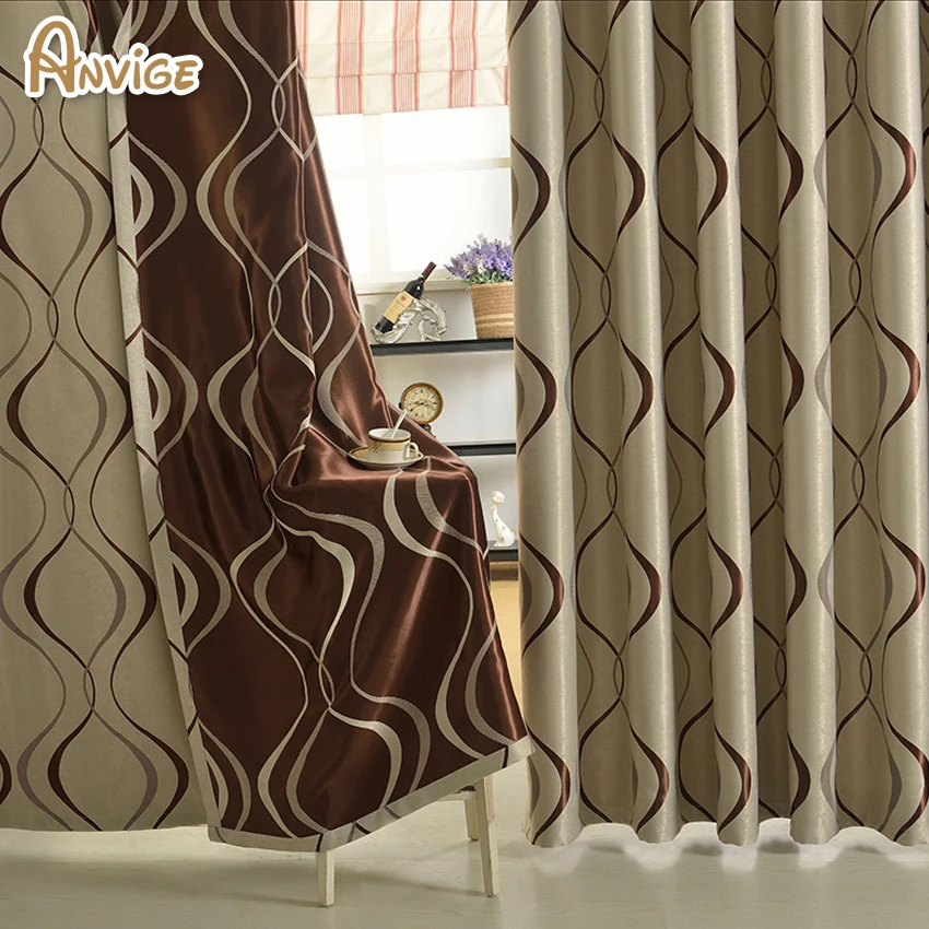 ANVIGE Modern Luxury High Quality Wavy Striped Curtain Design for