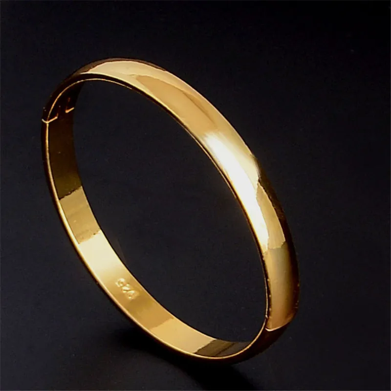 

SHUANGR Wholesales 1pc Gold-Color Smooth Round Bangles Classic Women's Jewelry Closed Bangle Bracelet for Women TZ220